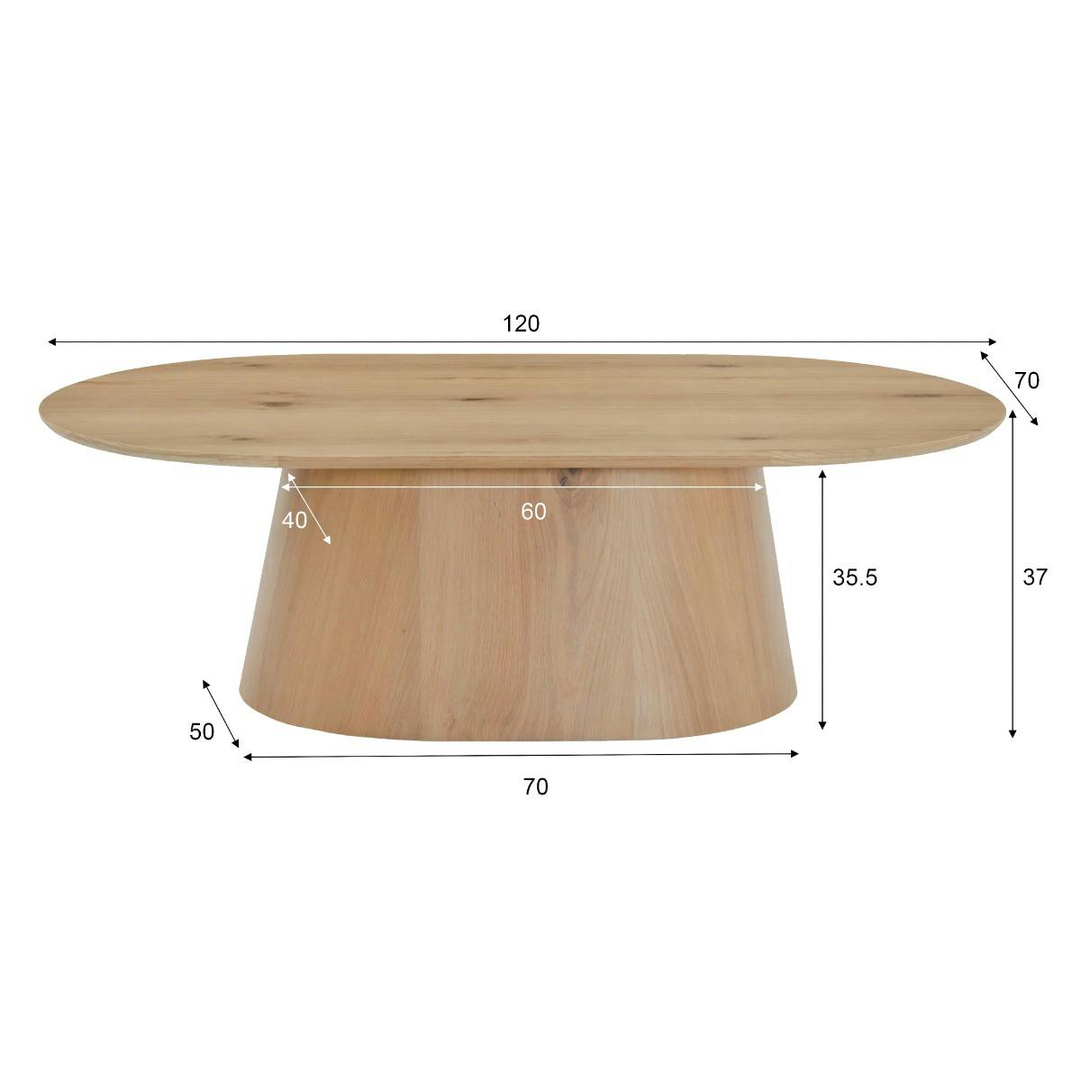 Table basse ovale en chêne, design moderne LOREN bois clair, PIER IMPORT