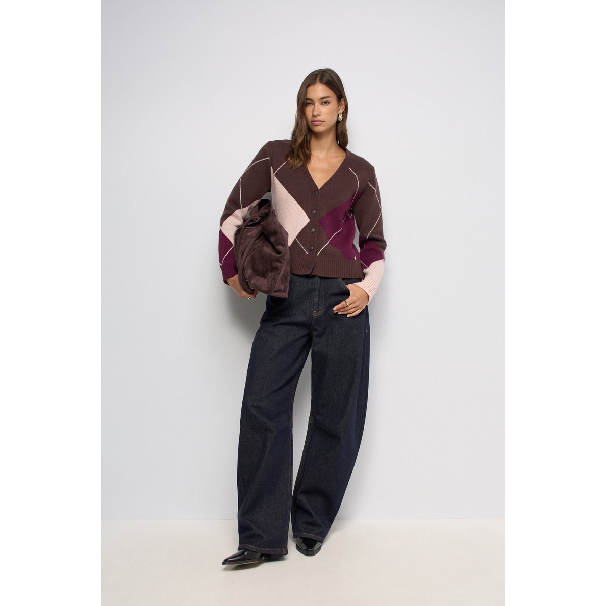 CARDIGAN À MOTIF GÉOMÉTRIQUE marron, SALSA JEANS
