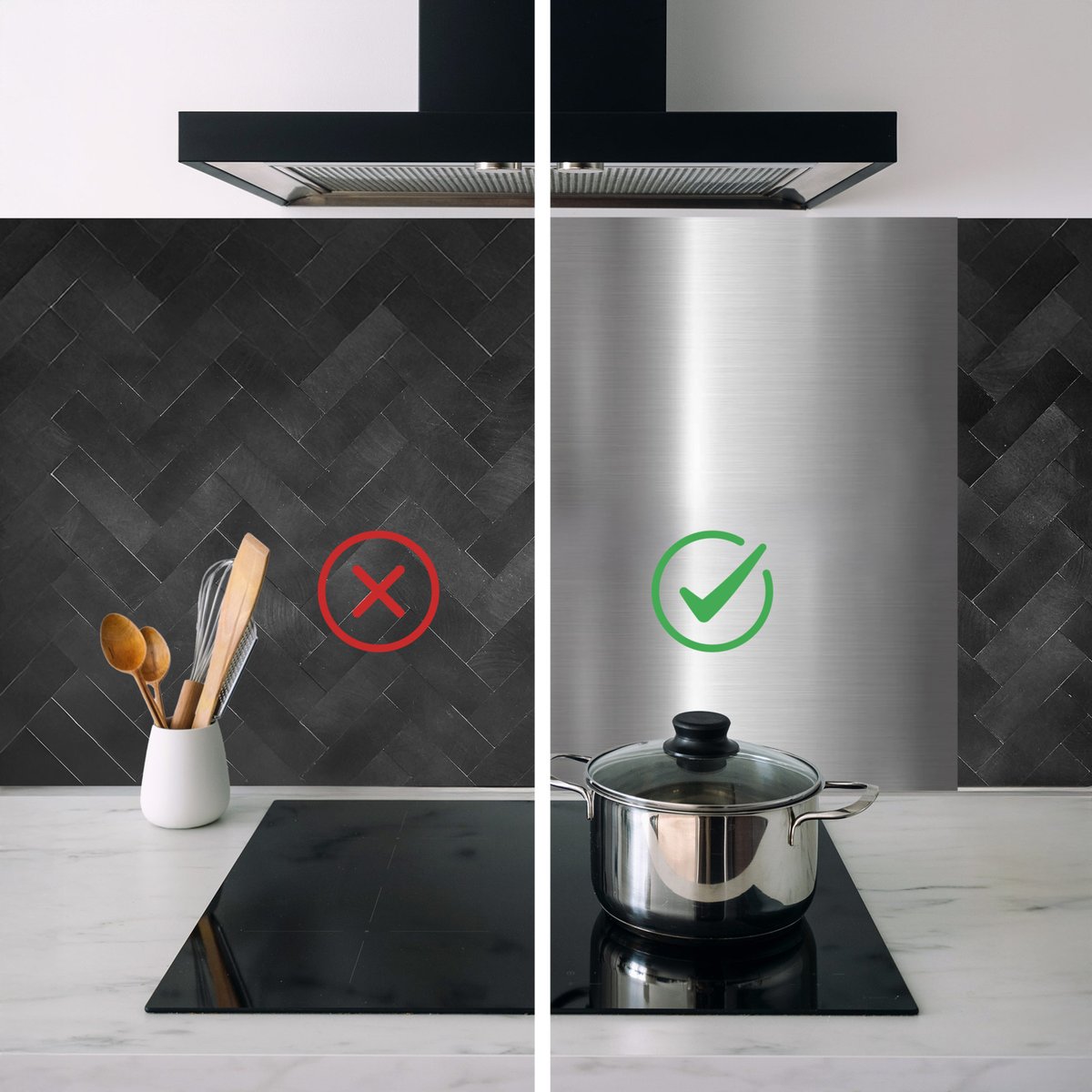 Crédence adhésive murale 3D - Effet chevron 4 pièces couleur unique, DOUCEUR D'INTÉRIEUR