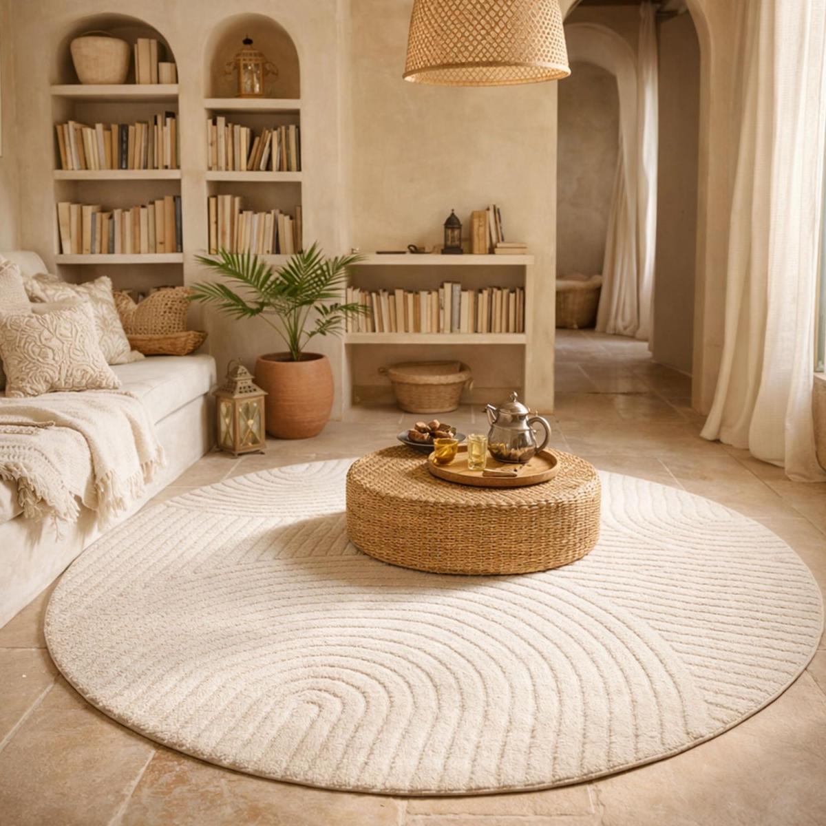 Tapis salon et chambre tissé motif simple LYN9 CERNAN écru, UN AMOUR DE TAPIS