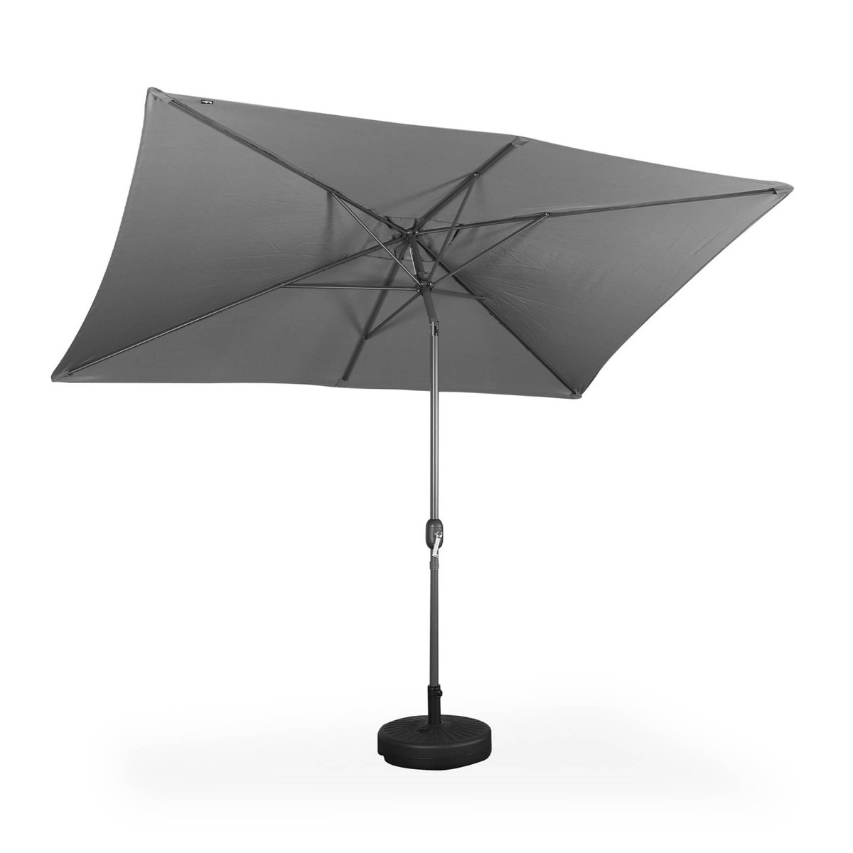 Parasol mât central rectangulaire 2x3m, mât effet bois TOUQUET gris, SWEEEK