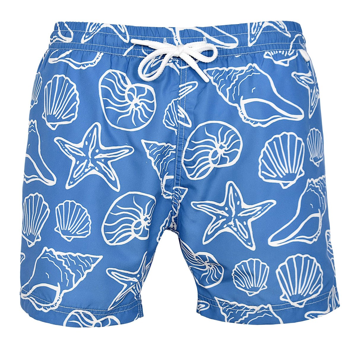 short de bain Montauk 2668 white seashell bleu, LES LOULOUS DE LA PLAGE
