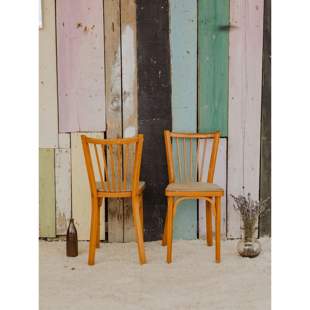 Lot de 6 chaises Baumann en bois Claude N°1387 - Bon état bois clair, DEBONGOUT