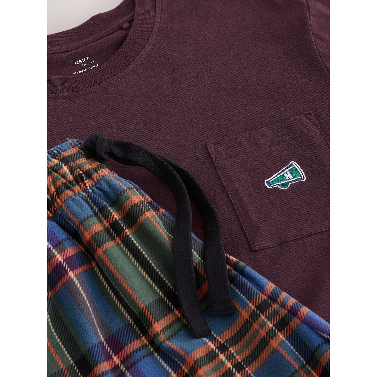 Pyjama en jersey à carreaux manches courtes violet prune, NEXT