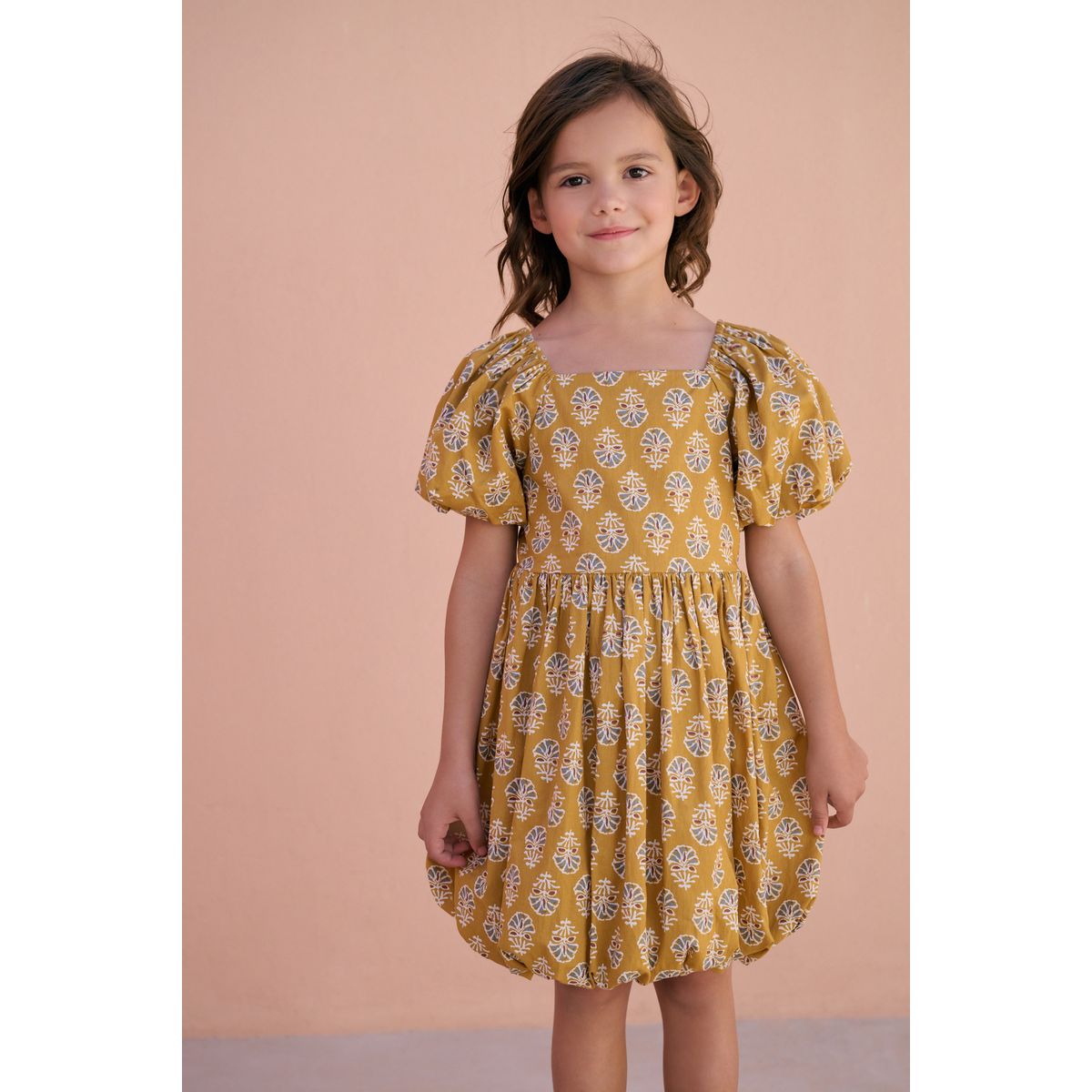 Robe bouffante imprimé jaune, NEXT