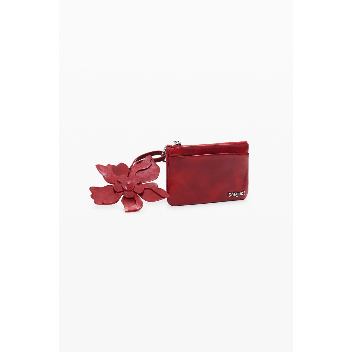 Petit porte-cartes brillant effet cuir rouge, DESIGUAL