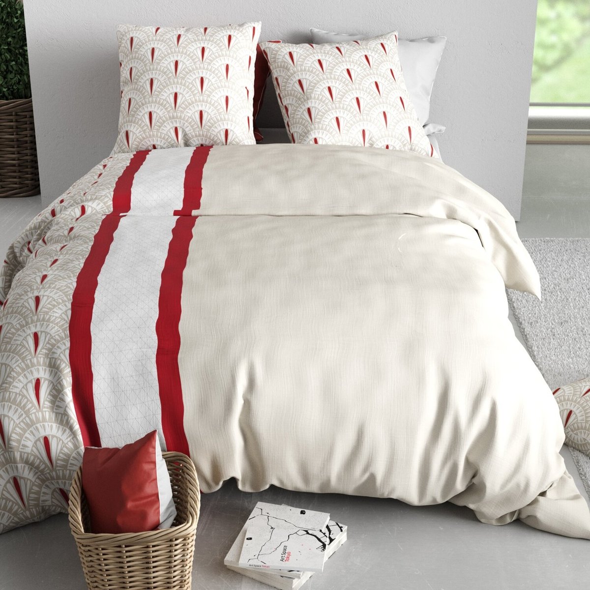 Parure housse de couette en coton imprimée, Rubis multicolore, ATELIER DU COTON