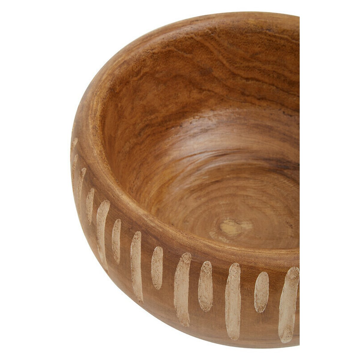 Small Brown And Natural Carved Round Bowl brown , FIFTY FIVE SOUTH