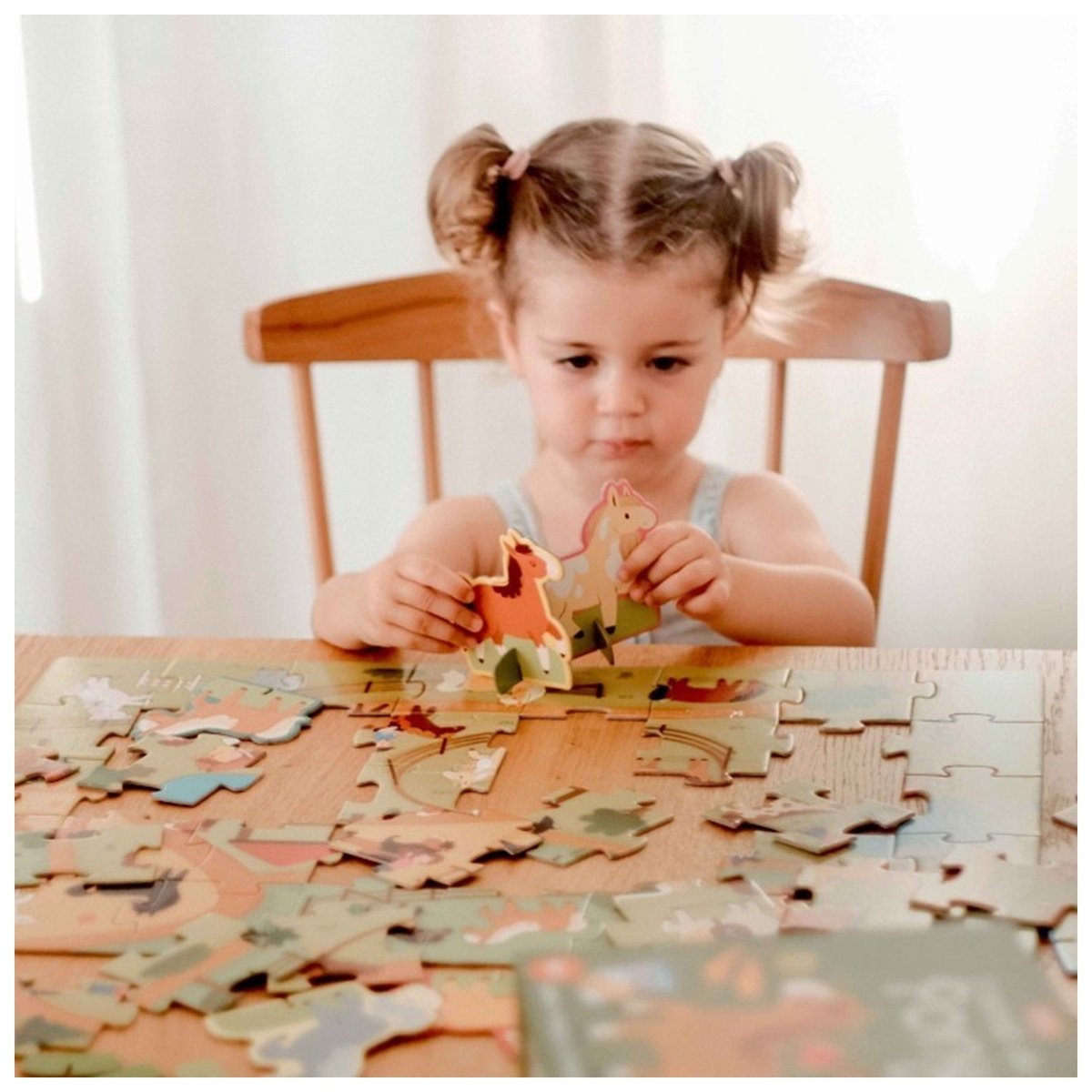Livre et puzzle Les Poneys vert, SASSI JUNIOR
