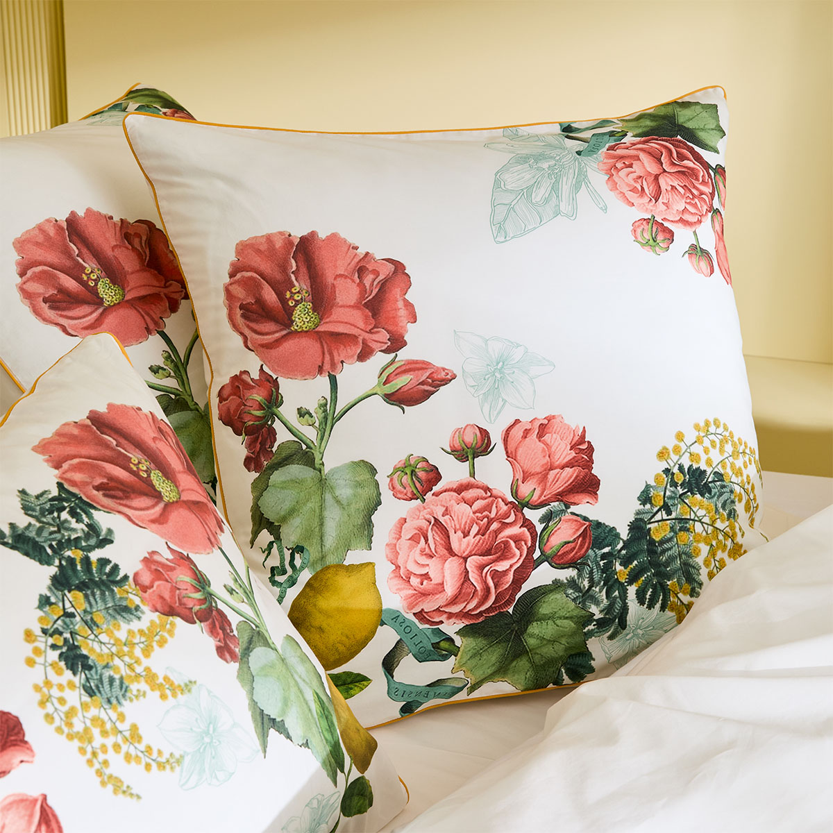 Housse de couette percale de coton lavé CITRONS DE MENTON romance, GARNIER THIEBAUT