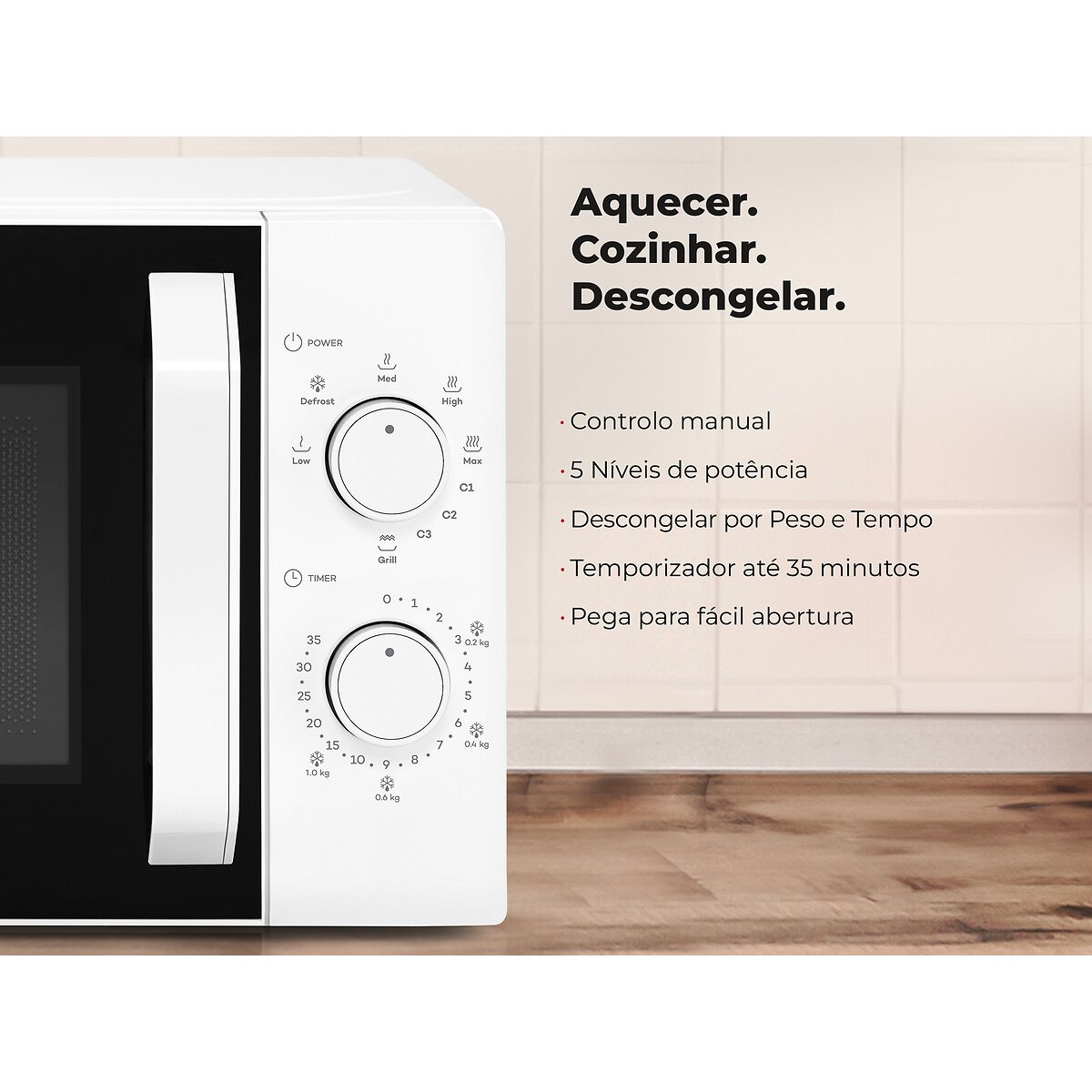 Micro-ondas 20L Com Grill Branco 1843FL, FLAMA branco, FLAMA