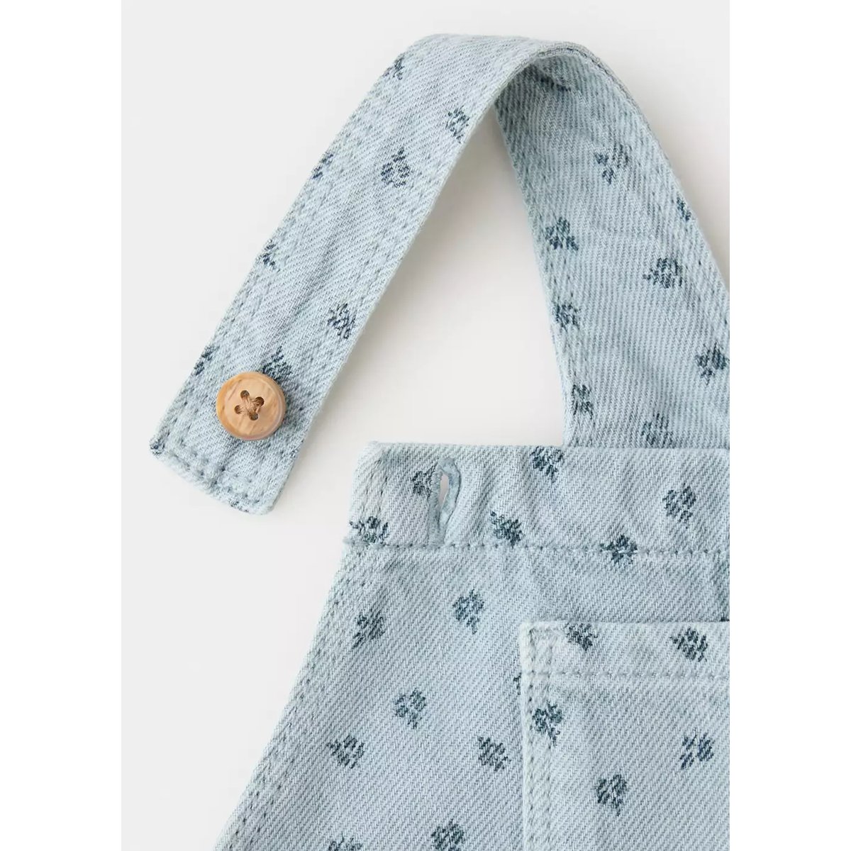 Salopette en jean imprimé fleuri bleu, MANGO BABY