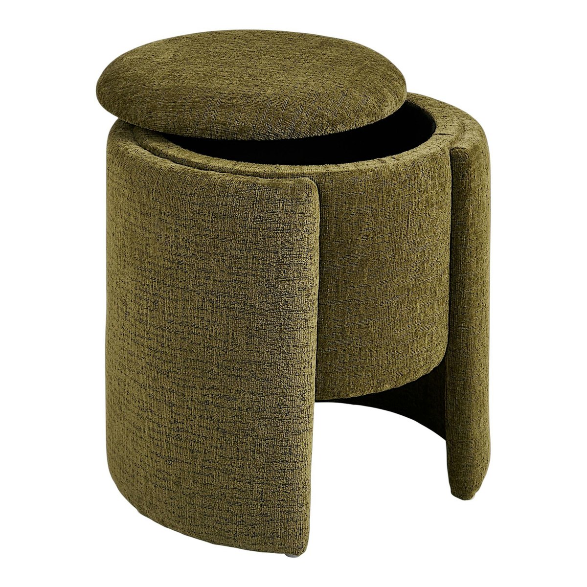 Pouf coffre vert design à structure enveloppante BERLIN vert, PIER IMPORT