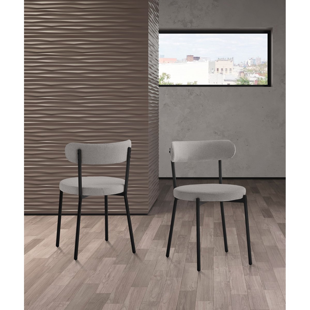 Lot de 2 chaises tissu et métal, DETROIT gris, HISPANOHOGAR