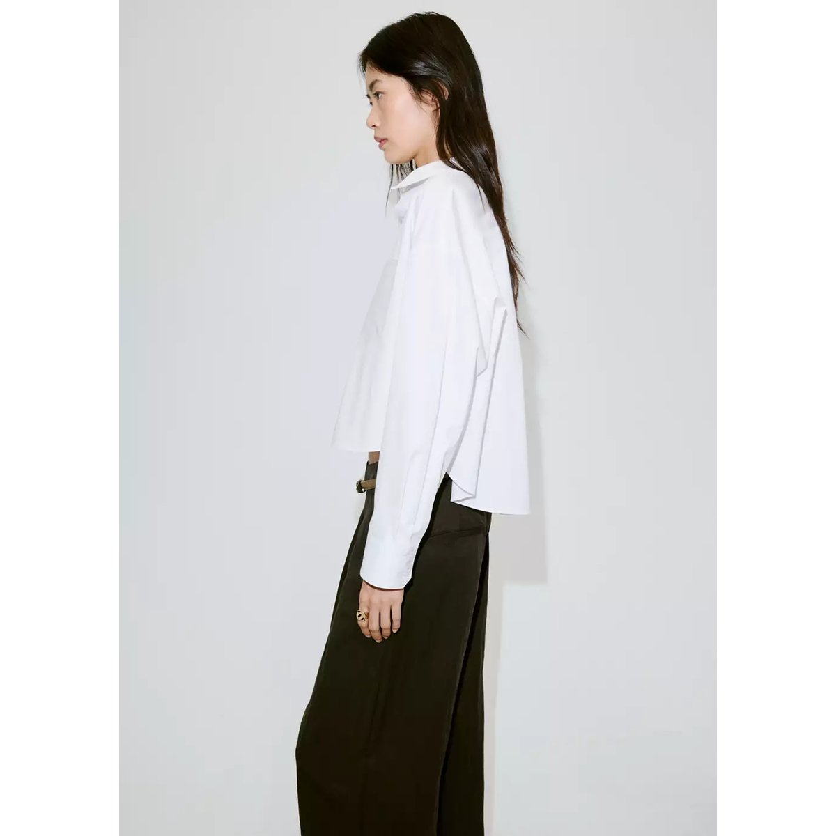 Chemise crop poche blanc cassé, MANGO