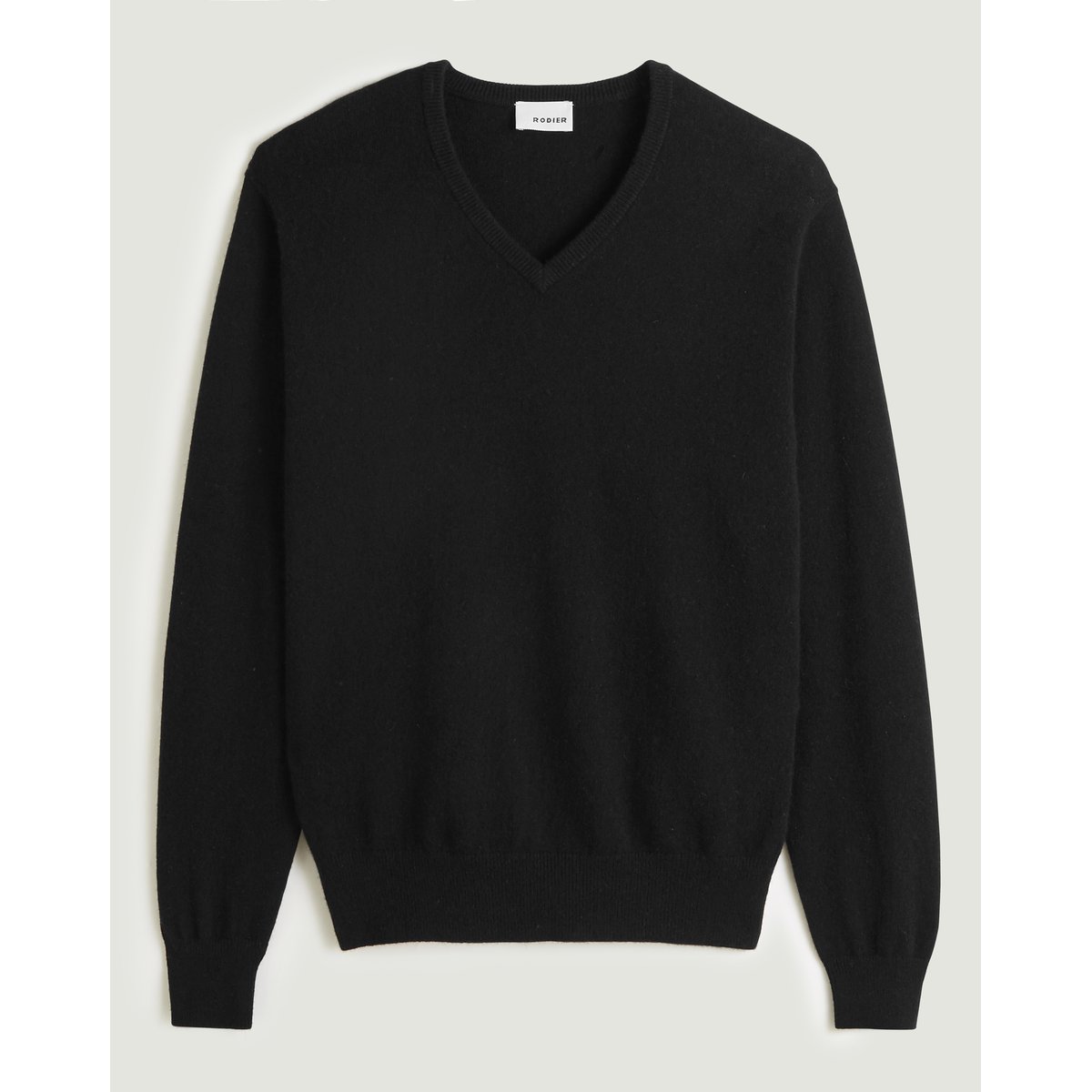 Pull homme col V cachemire noir, RODIER