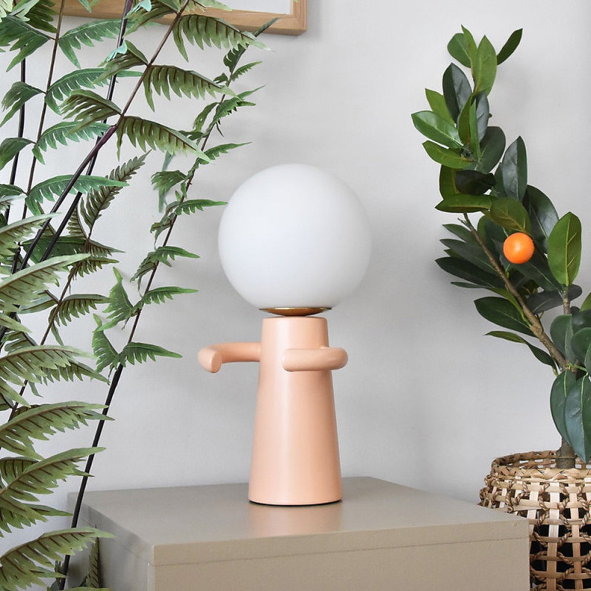 Lampe de table céramique pêche Paul rose, MILLUMINE