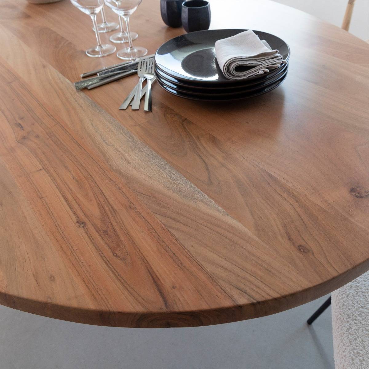 Table à manger en bois d'acacia SAUGE bois clair, MADE IN MEUBLES