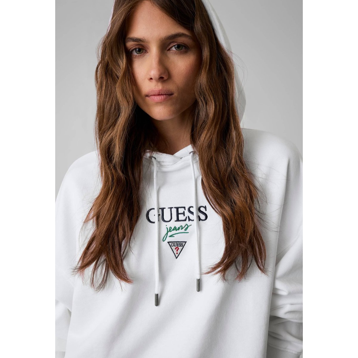 Sweat-Shirt À Logo Brodé blanc, GUESS JEANS