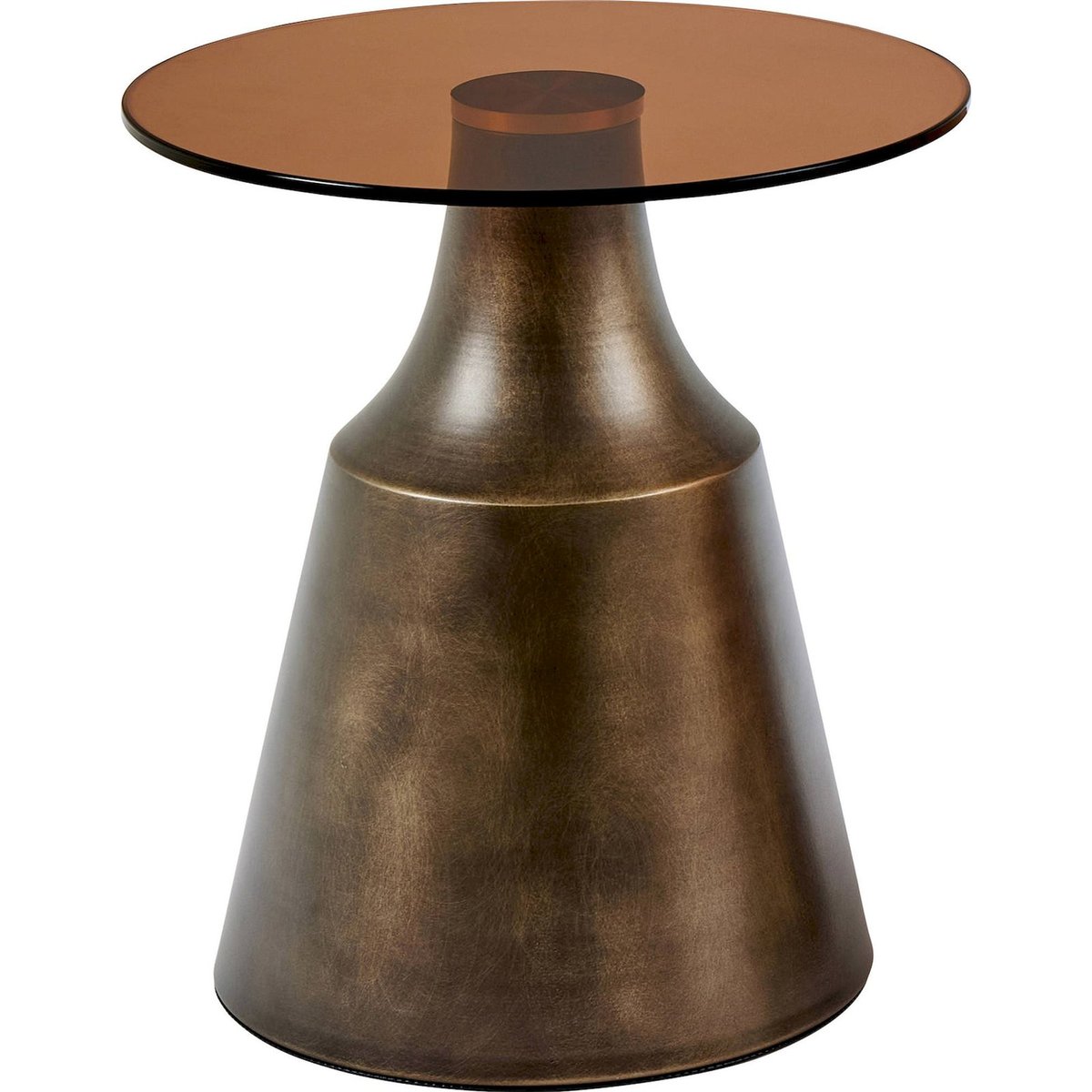 Table basse ronde verre fumé et métal bronze et verre fumé, RECOLLECTION