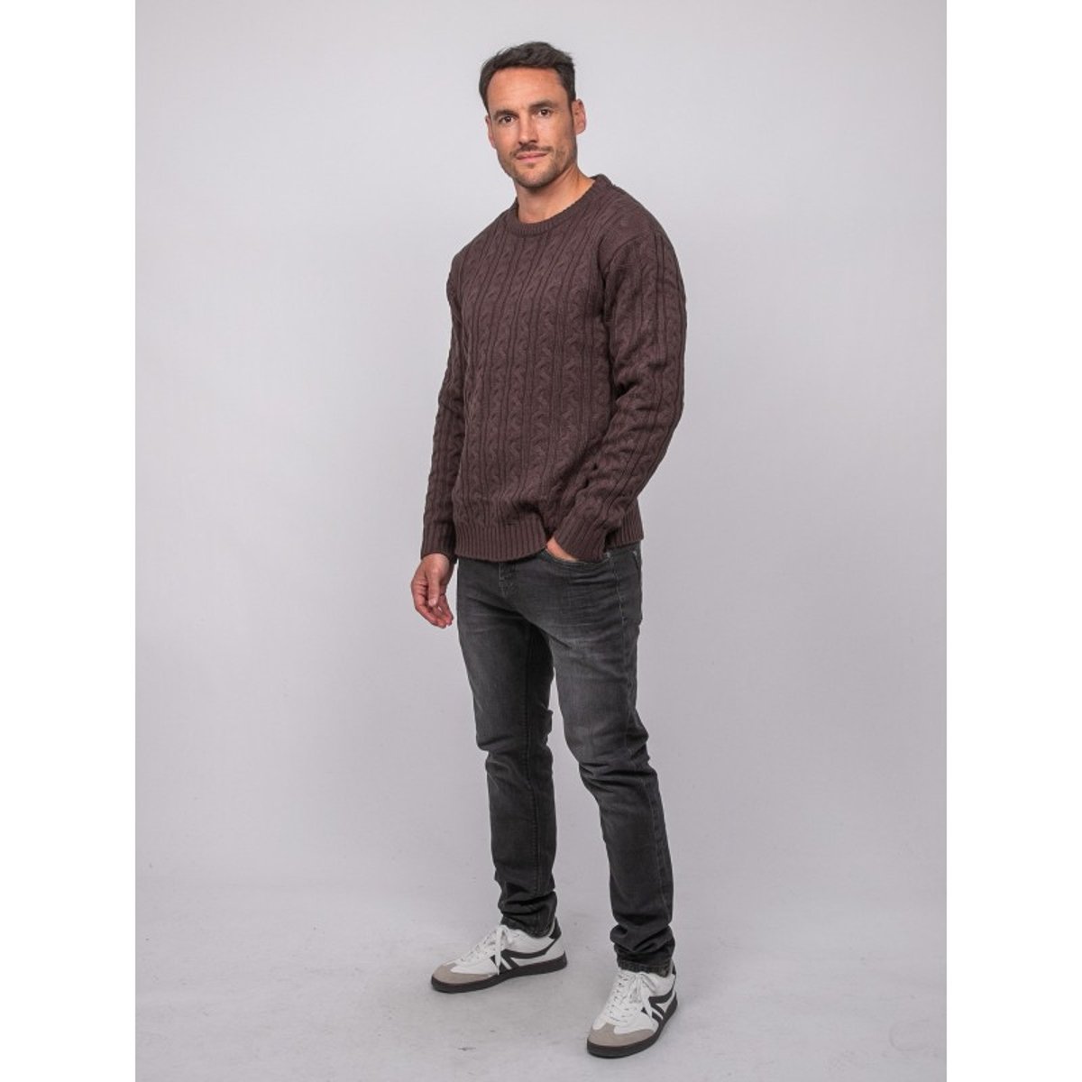 Pull Torsadé Col Rond Lalor marron, RITCHIE