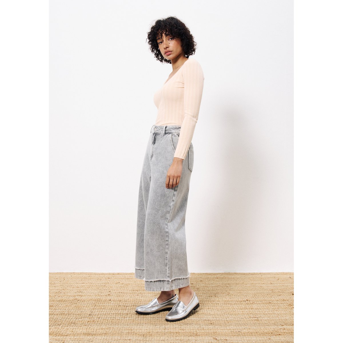 Pull en coton PATRICIE rose pale, FRNCH