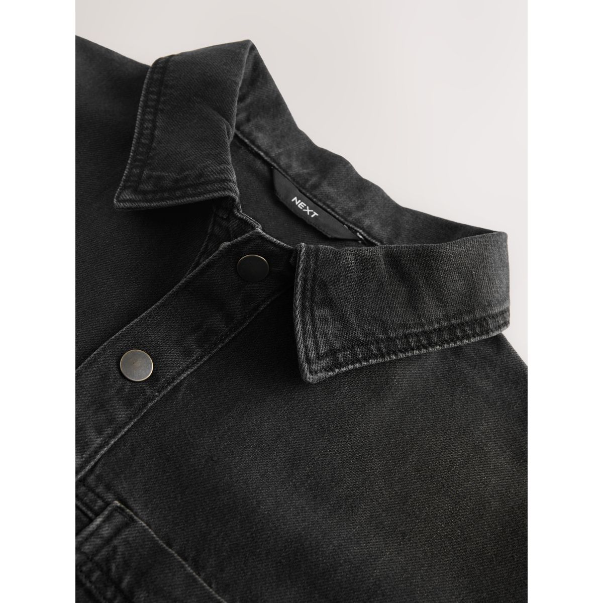 Robe en denim à manches longues militaire noir délavé, NEXT