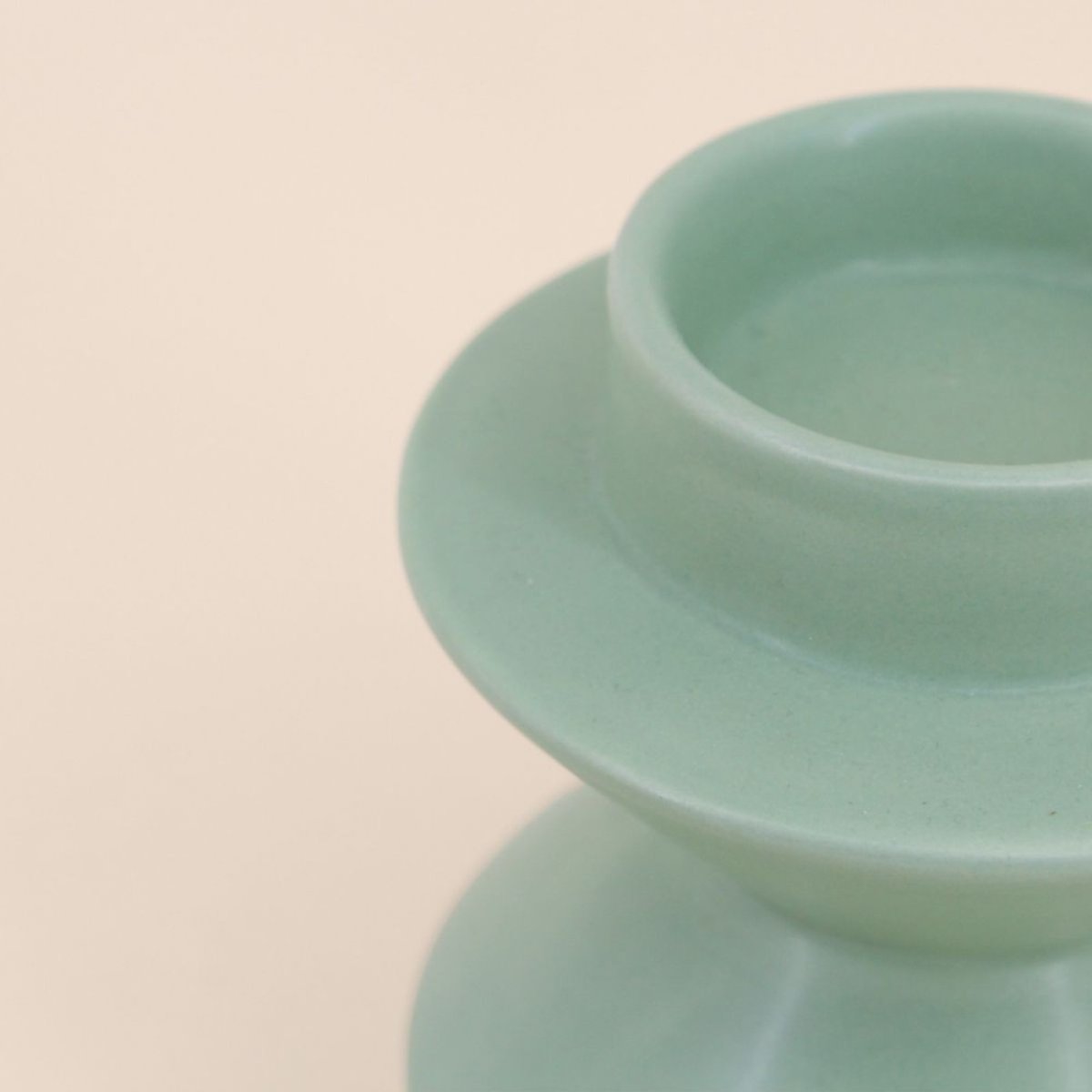 Bougeoir moderne en dolomite 13,8x10,8cm vert, ORNAMI
