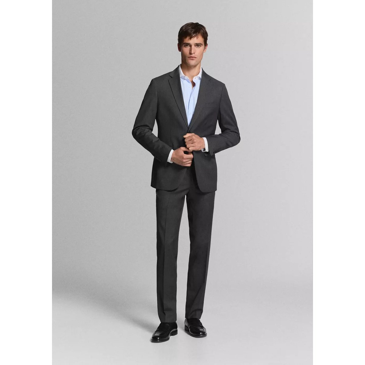 Chemise costume slim-fit 100 % coton à rayures bleu, MANGO MAN
