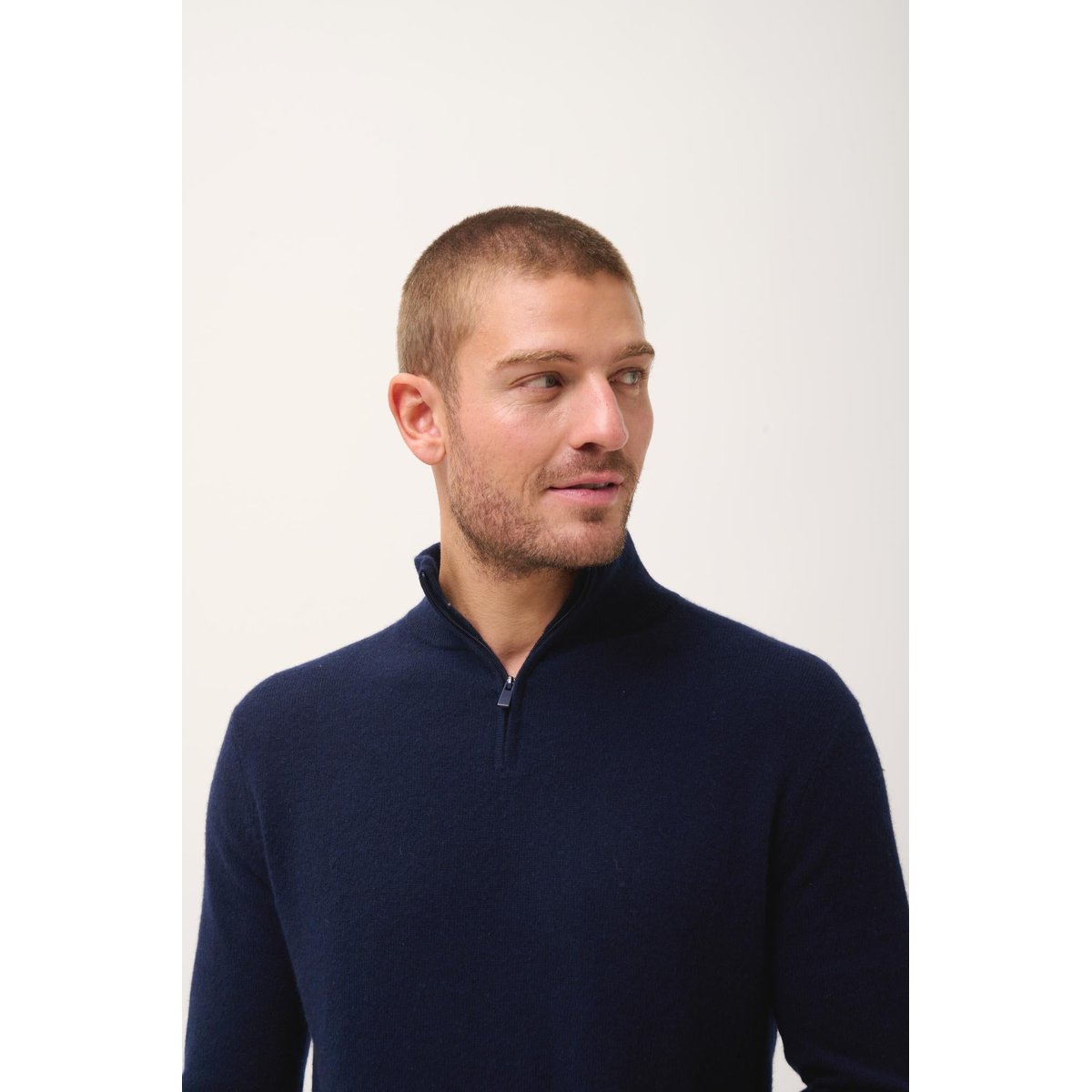Pull Camionneur Navy Bradley bleu foncé, JUST CASHMERE