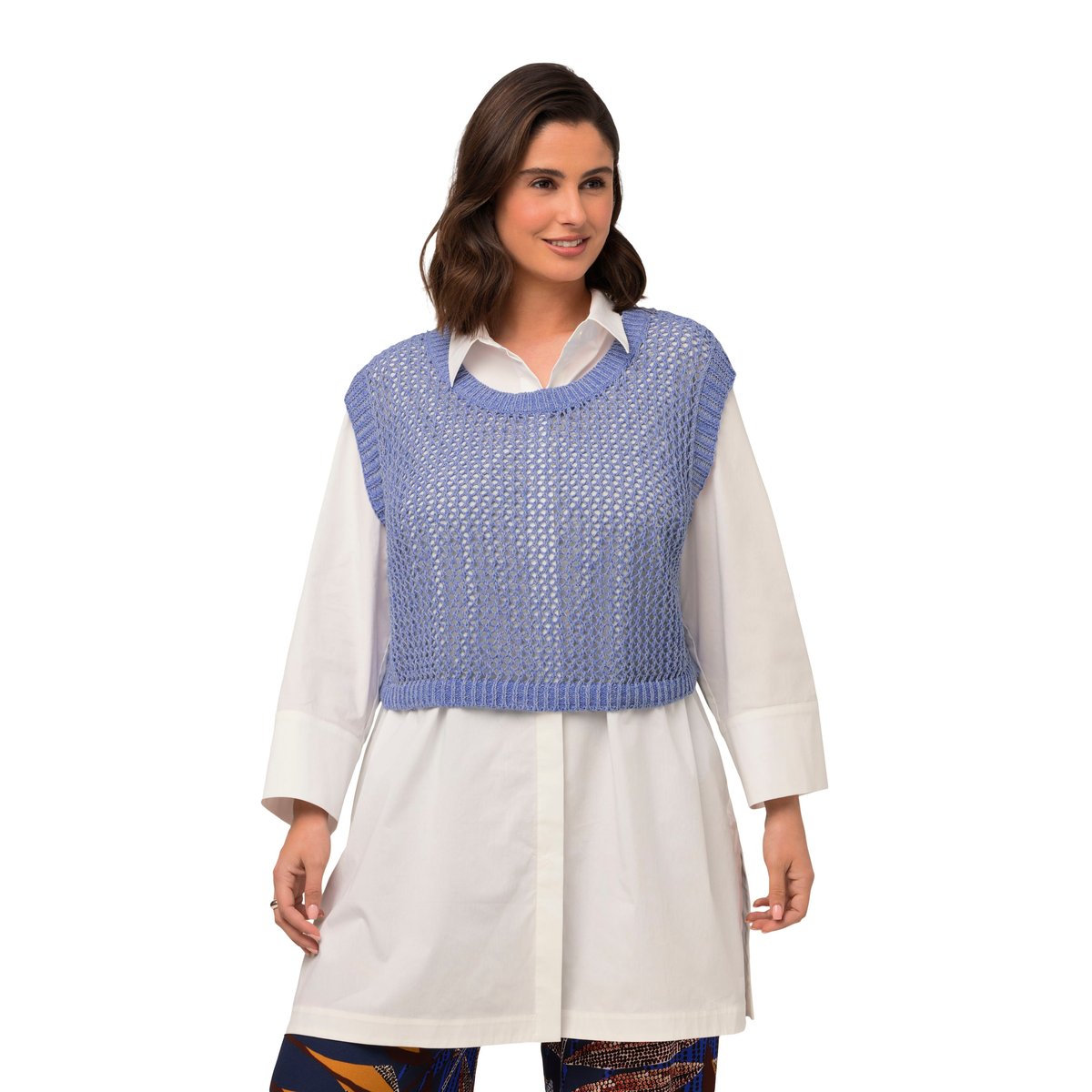 Débardeur en maille bleu jean, ULLA POPKEN