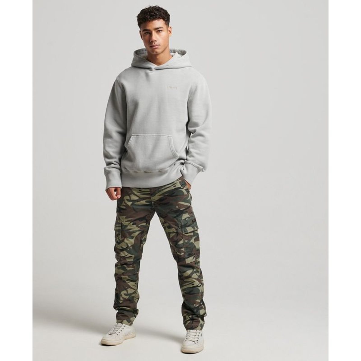 Sweat à capuche délavé Vintage taupe clair, SUPERDRY
