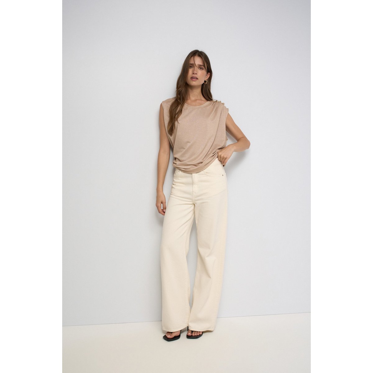 T-SHIRT AVEC Fil textile beige, SALSA JEANS