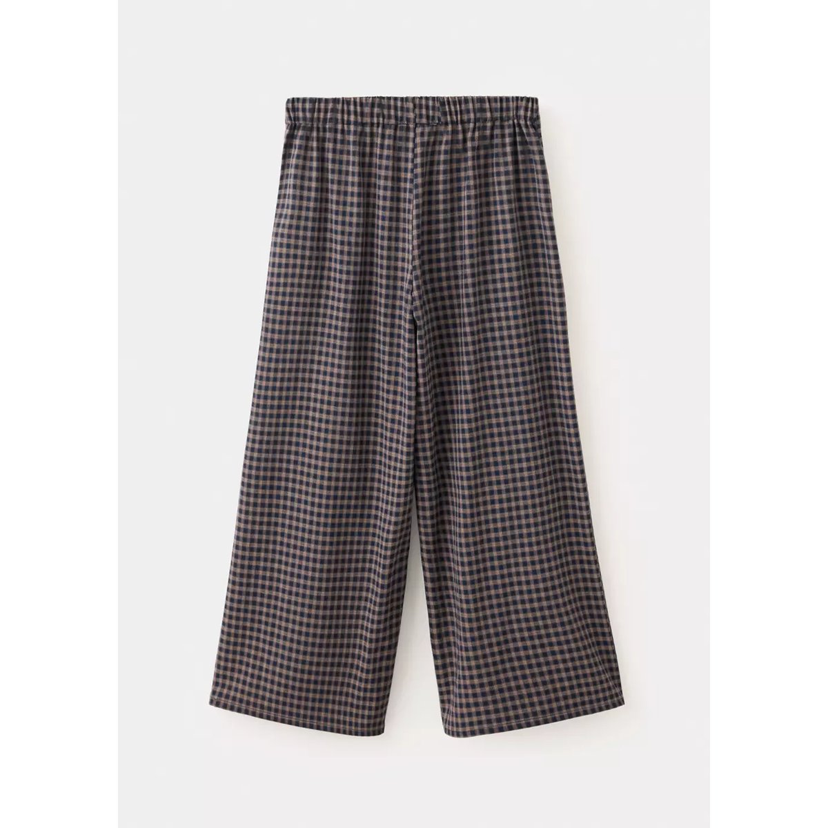 Pantalon wide leg à carreaux bleu marine, MANGO KIDS