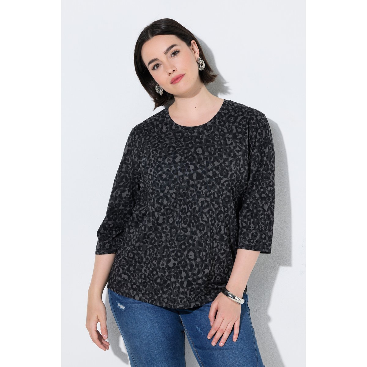 T-shirt motif léopard noir, ULLA POPKEN