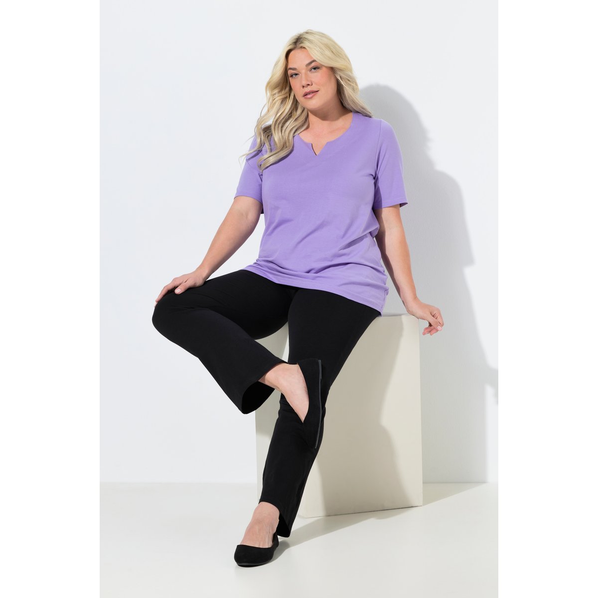 Legging de sport mélangé coton, confortable classique noir, ULLA POPKEN