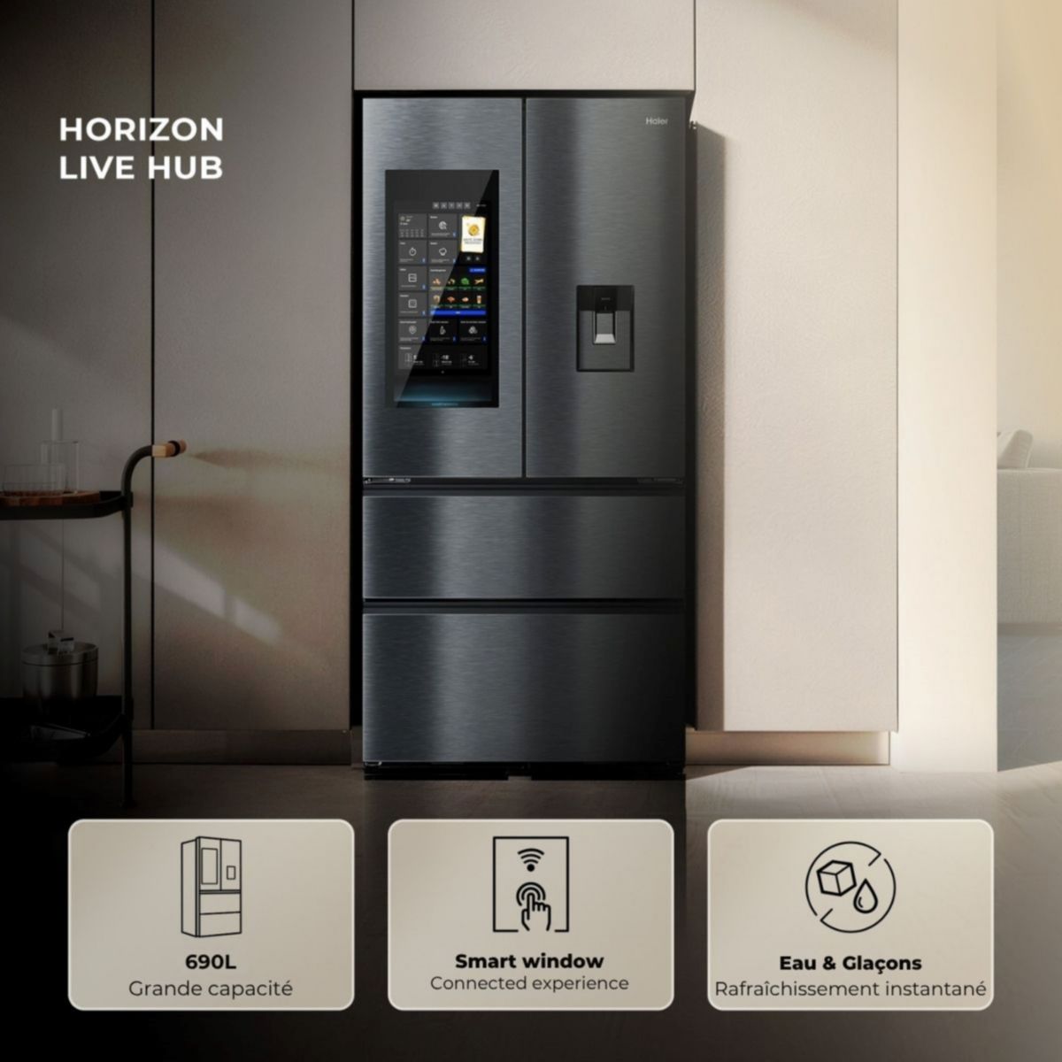 Réfrigérateur multi portes HFW99F19ESSB couleur unique, HAIER