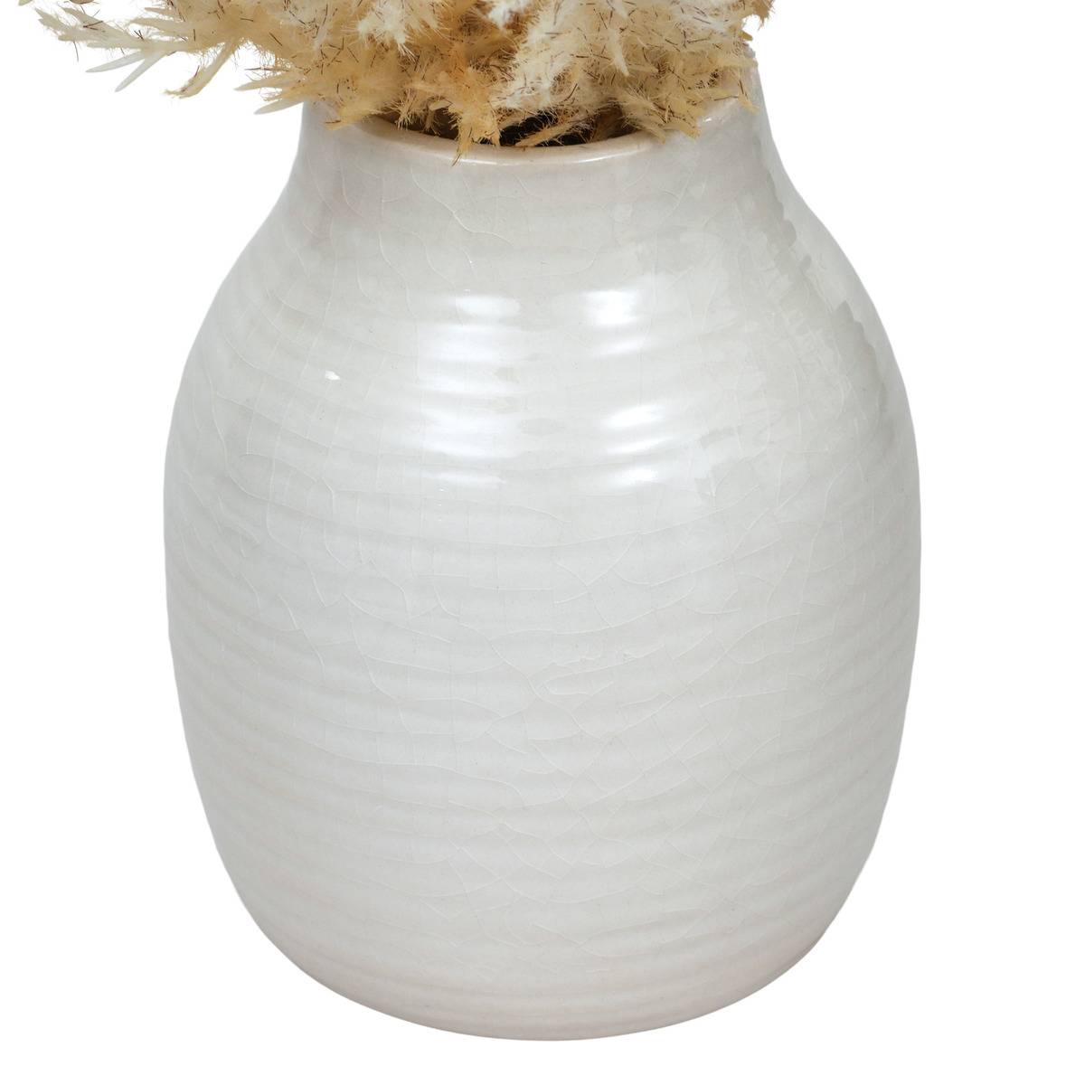 Composition florale artificielle avec vase en grès JAMES blanc, ATMOSPHERA