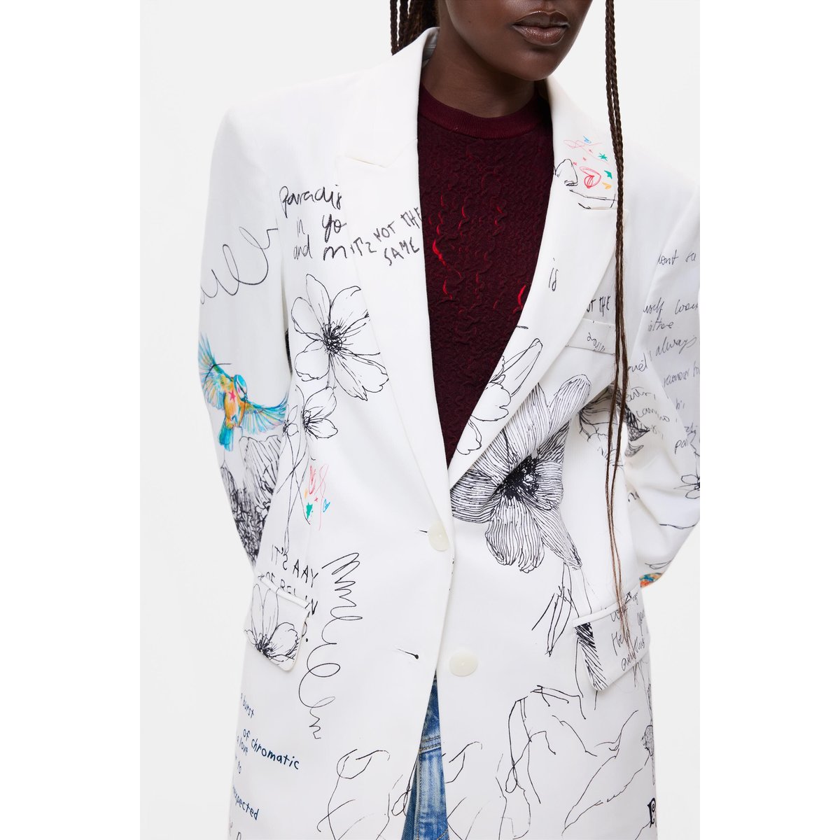 Manteau à imprimé fleuri beige, DESIGUAL