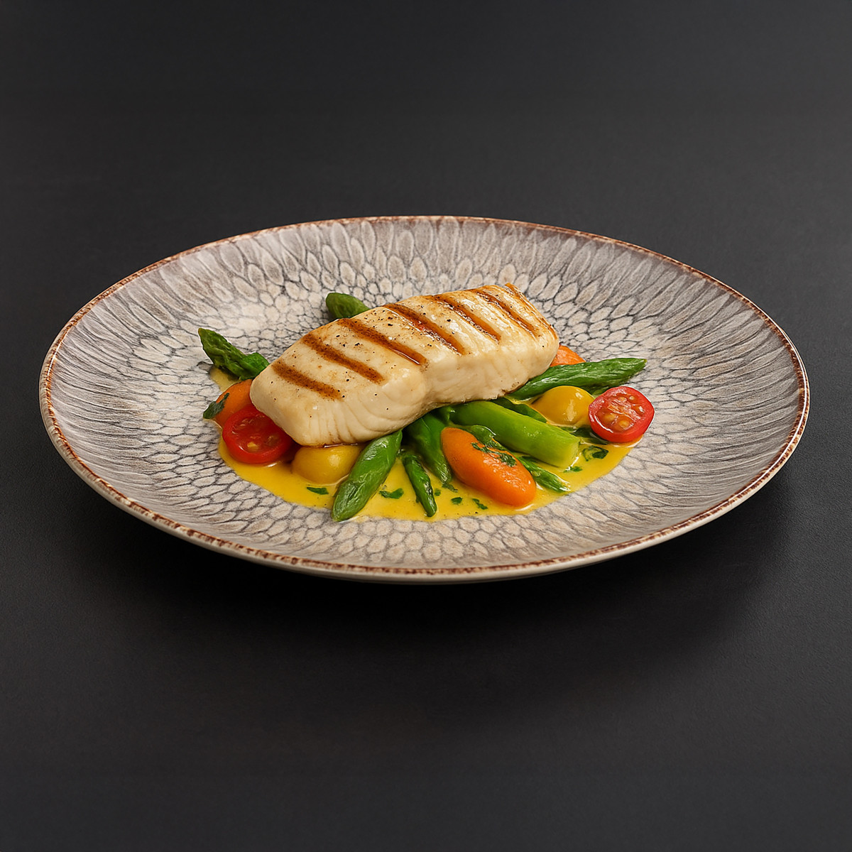 Assiette plates forme coupe (lot de 6) - gris texturé, MEDARD DE NOBLAT