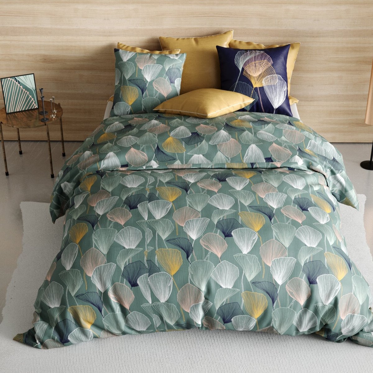 Parure housse de couette 100% coton 57fils -cottey vert, ATELIER DU COTON