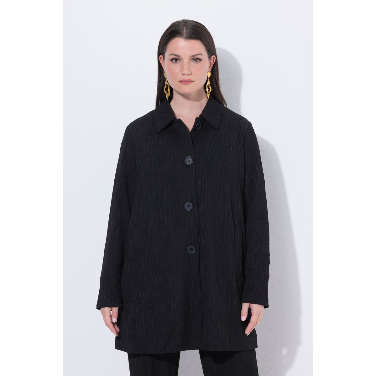 Blazer en jersey Jacquard noir, ULLA POPKEN