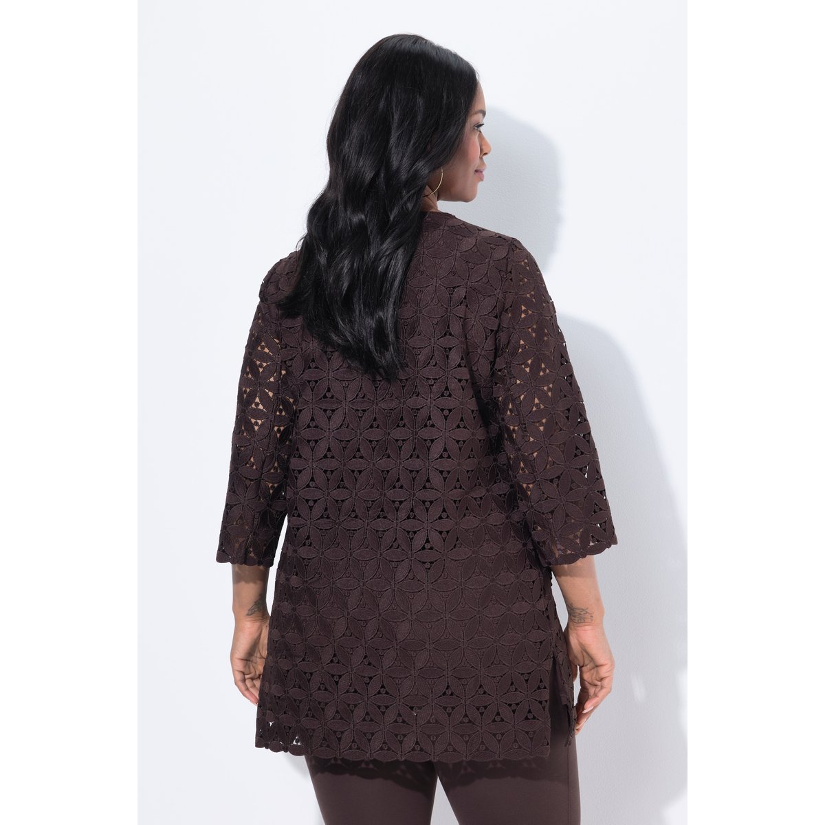 Tunique avec broderies ajourées marron pin, ULLA POPKEN