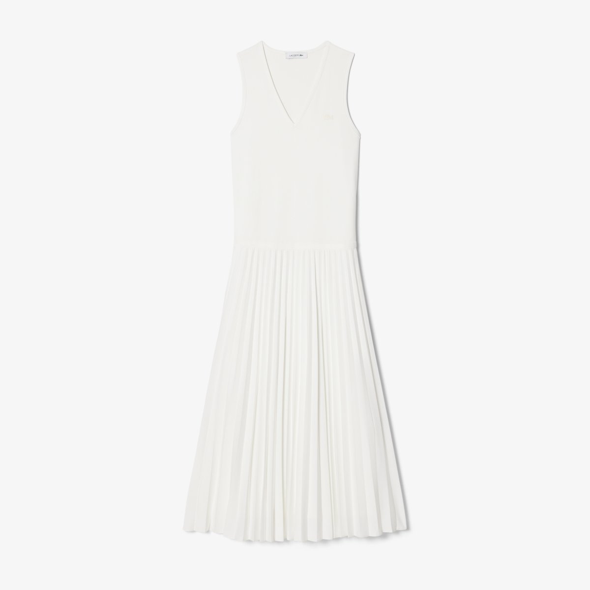 Robe longue plissée sans manches blanc-70v, LACOSTE