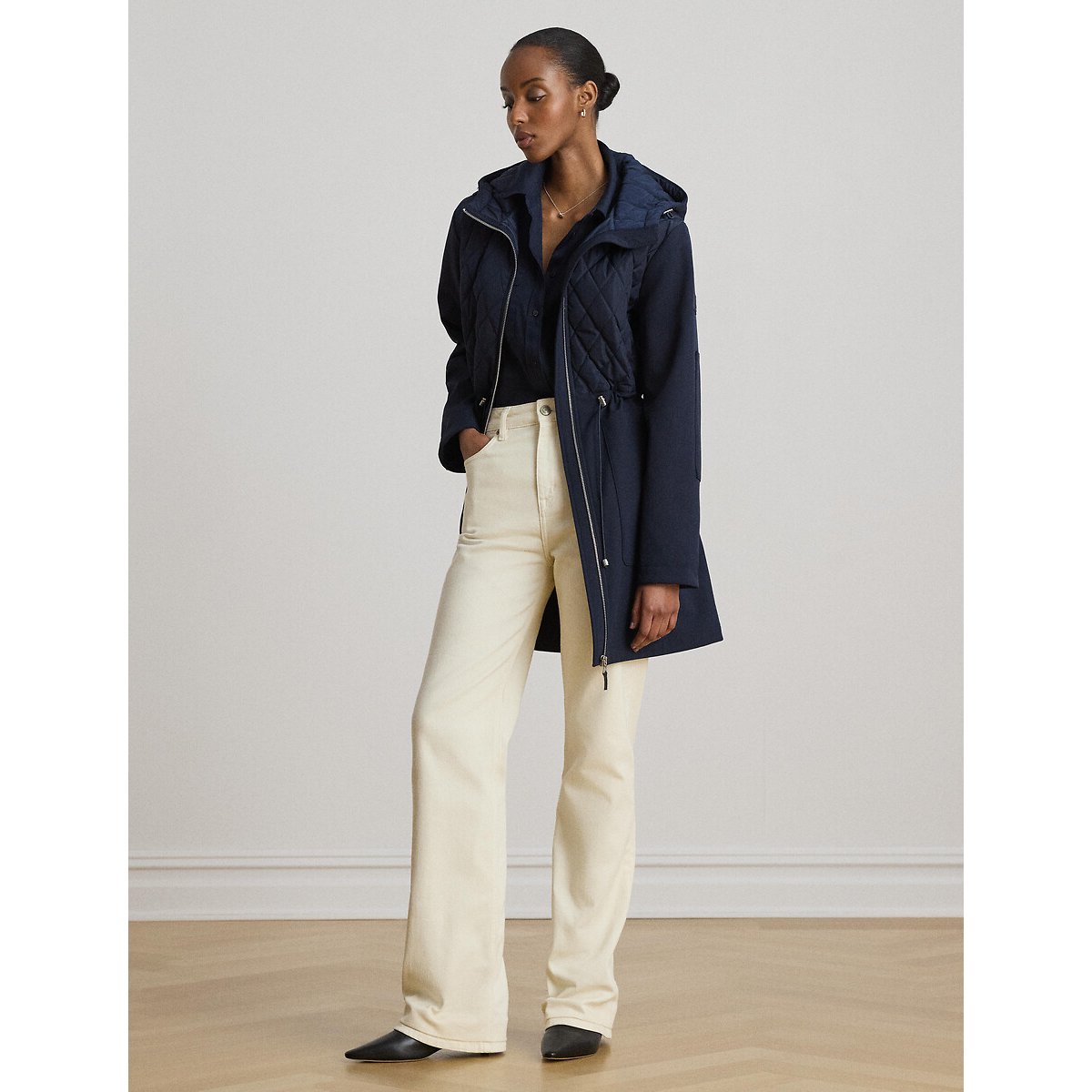 Parka mi-longue matelassée à capuche marine, LAUREN RALPH LAUREN