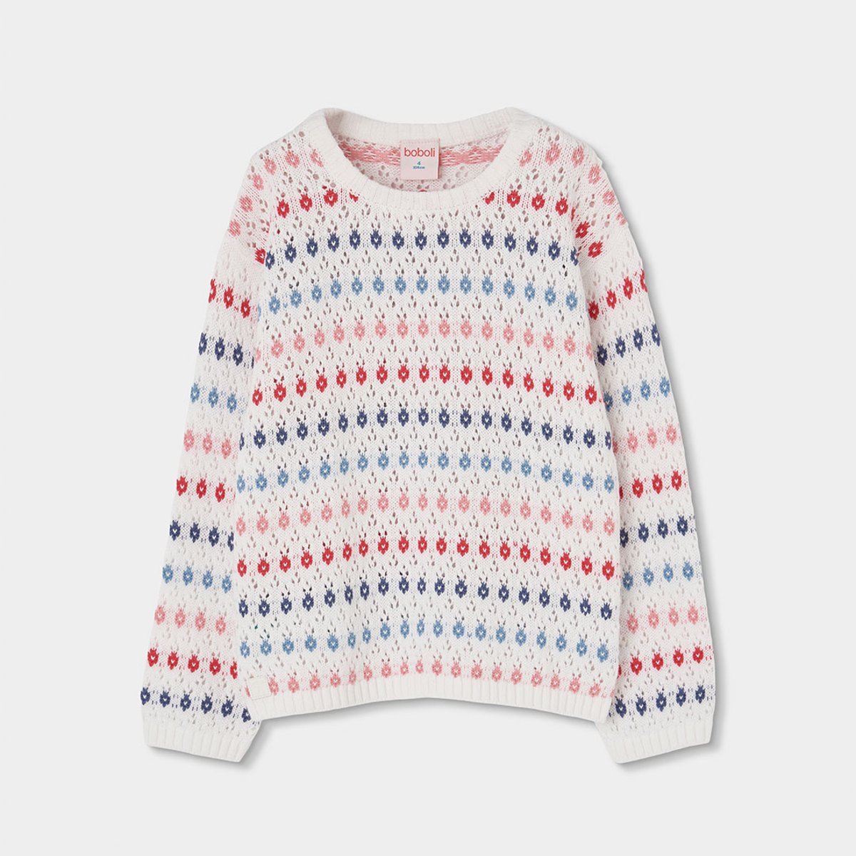 Pull fille coton blanc, BOBOLI