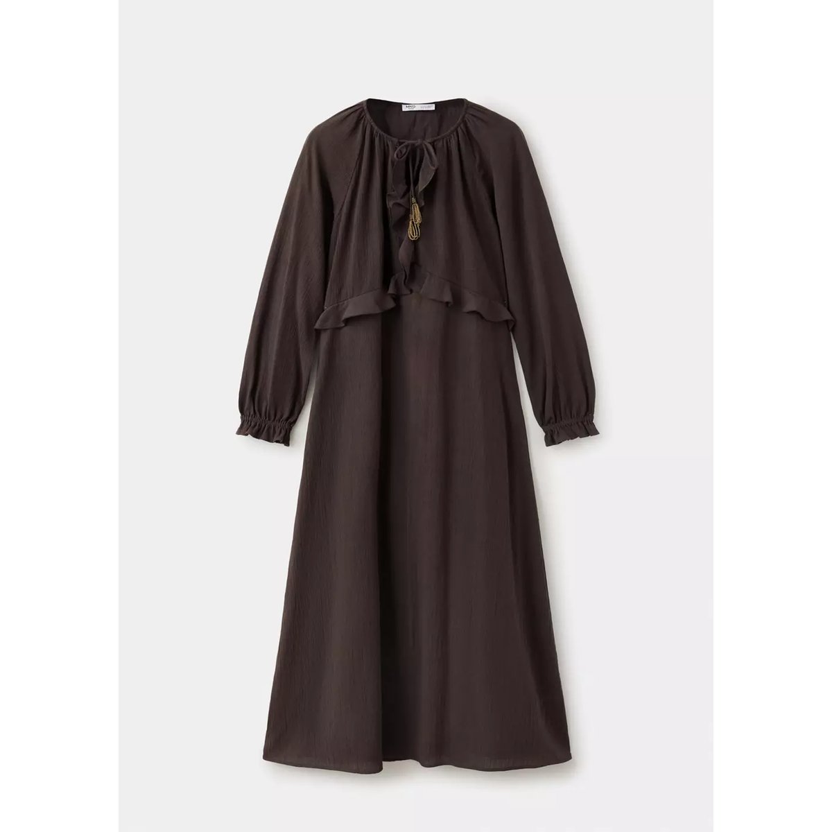 Robe texturée volants marron, MANGO TEEN