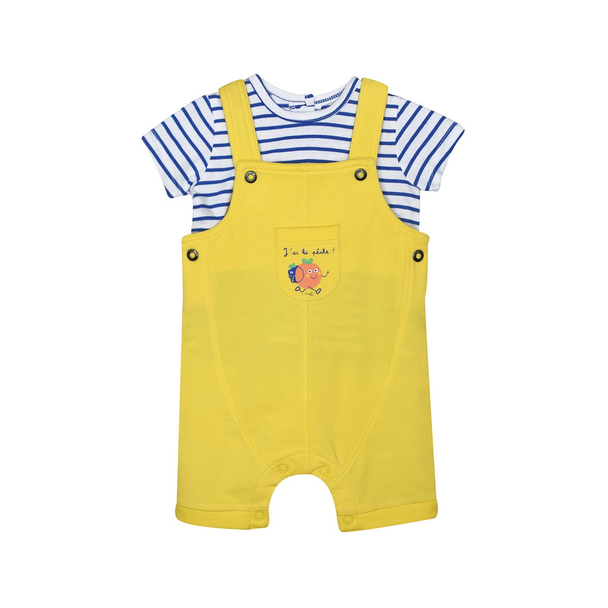 Tshirt salopette radovan maille court bebe jaune, SUCRE D'ORGE