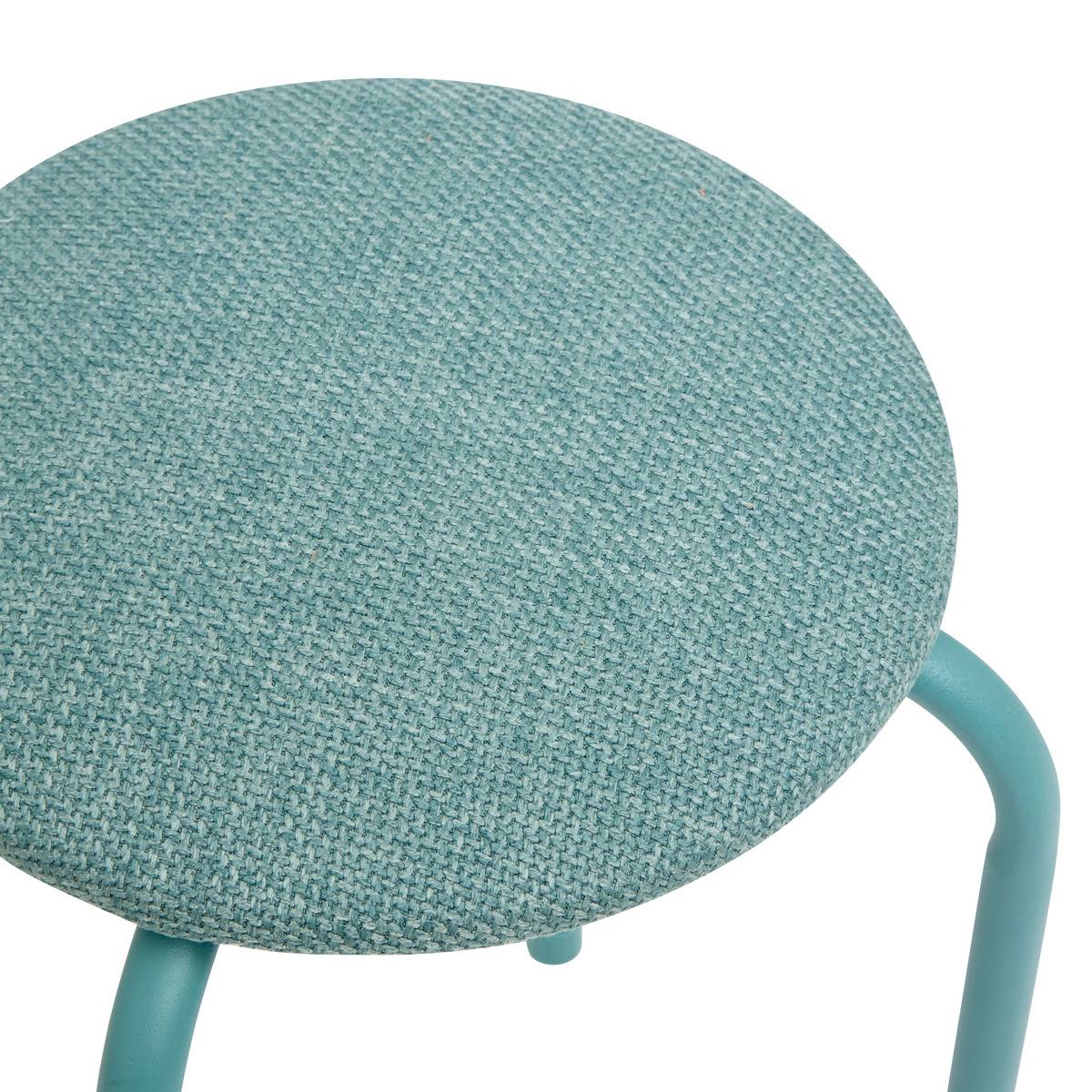 Tabouret rond en tissu chiné FLEXY PLUS vert céladon, 5FIVE SIMPLY SMART