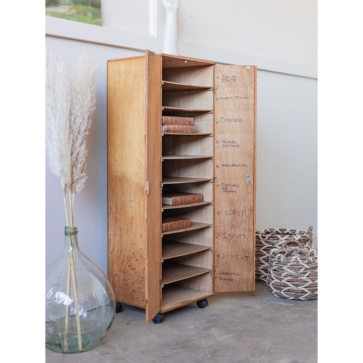 Armoire de bureau Blandine N°509 - Bon état bois clair, DEBONGOUT